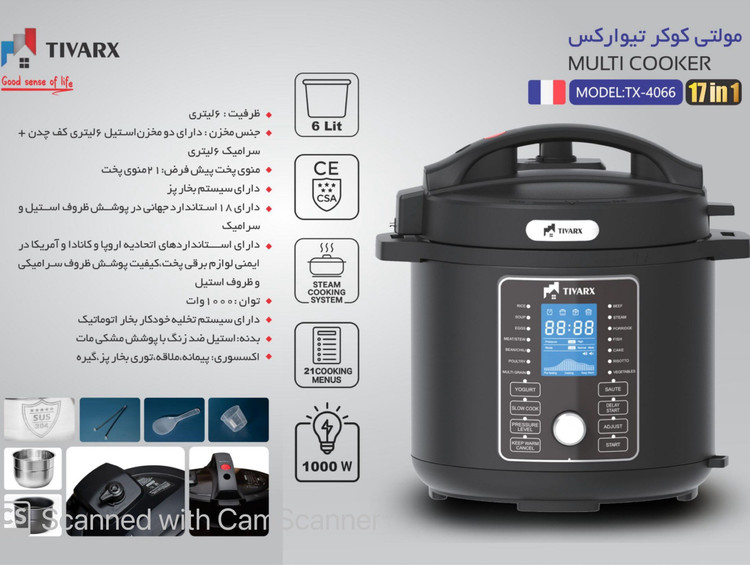 مولتی کوکر تیوارکس مدل TX4066 ظرفیت ۶لیتر(اصلی)