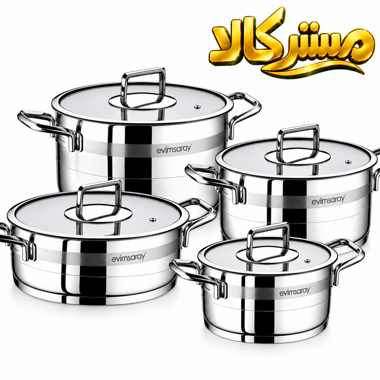 سرویس قابلمه اویم سارای مدل S-1346 ۸ پارچه با دسته استیل