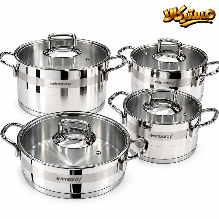 سرویس قابلمه اویم سارای مدل S-1346 ۸ پارچه با دسته استیل