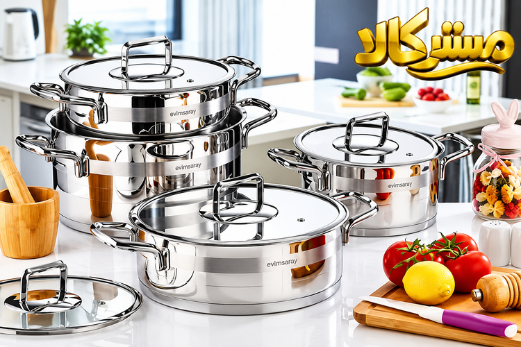 سرویس قابلمه اویم سارای مدل S-1346 ۸ پارچه با دسته استیل